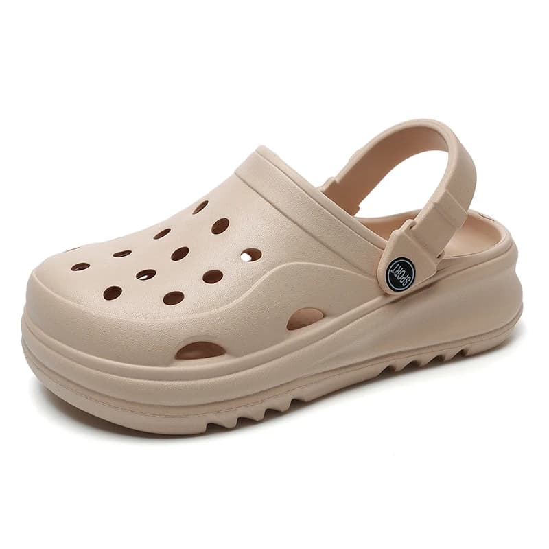 Sandali estivi con punta chiusa scava fuori donna 2024 sandali con plateau con fondo spesso donna scarpe da spiaggia con suola morbida antiscivolo tinta unita