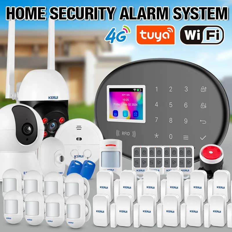 KERUI Smart Life 4G/WIFI Kit sistema di allarme domestico per la tua famiglia Protezione di sicurezza sicura Allarme antifurto Sensori di movimento PIR 433 mhz