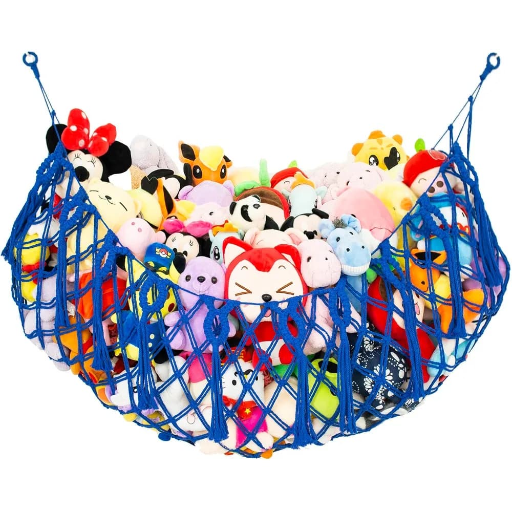 Stuffed Animal Net or Hammock for Flat Wall Mounted Handmade Macrame Toy Display Hanging Plush Toy Net for Stuff Animal Storage