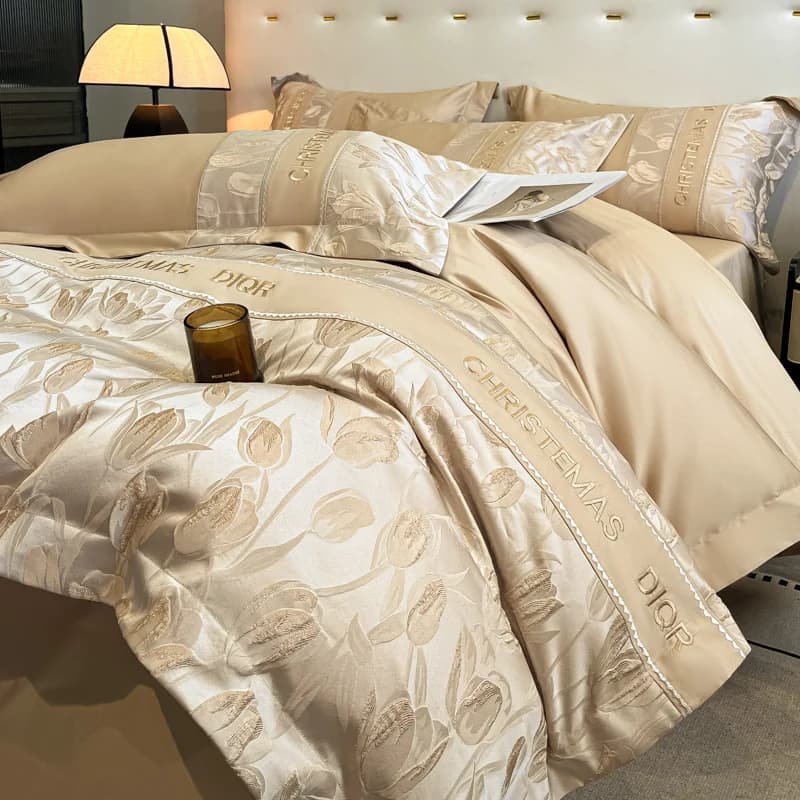 4 pezzi copripiumino per biancheria da letto jacquard tridimensionale in cotone a fibra lunga stile lusso leggero 200x230 220x240 tutte le stagioni