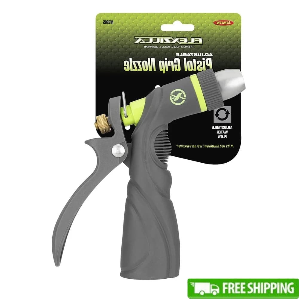 Garden pipe nozzle with adjustable gun handle, no leak, durable, metal, compact, lightweight, ergonomic design, water flow