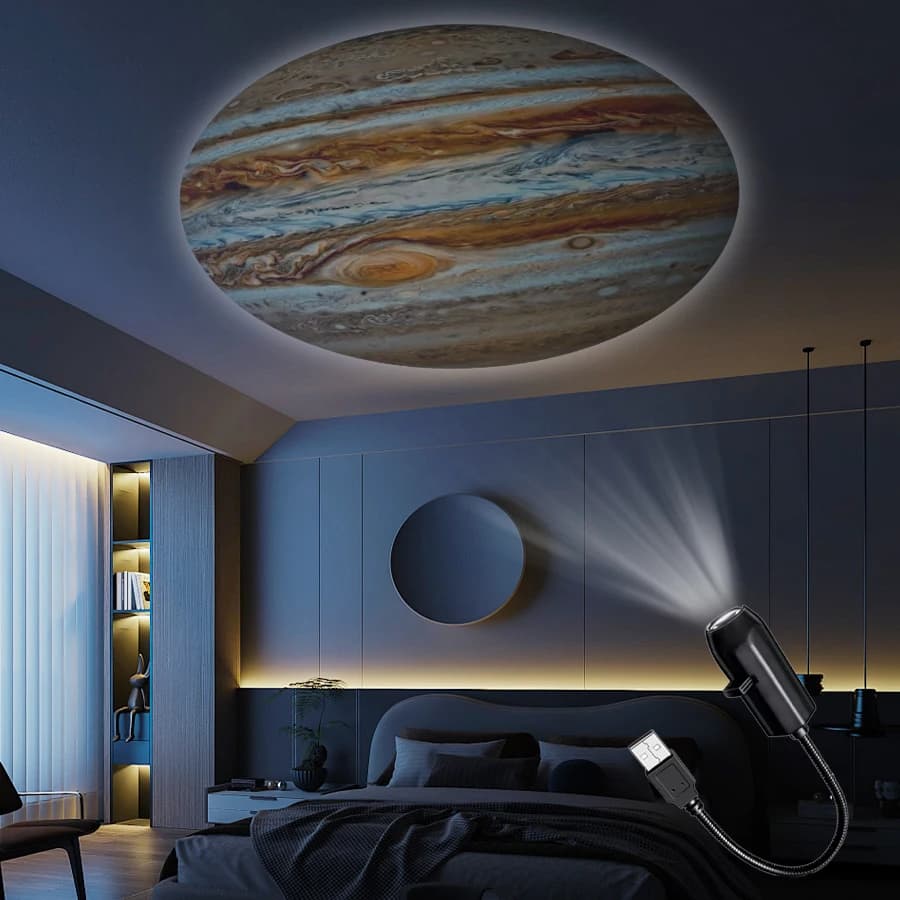 Lampada da proiezione plug-in USB con striscia luminosa sostituibile a tema planetario per lampada da proiezione per decorazione da soffitto e parete per interni
