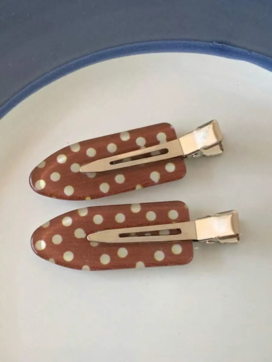 2pcs Polka Dot Hair Clips For Women, Elegant Side Hairpins, Sweet Bangs Accessories