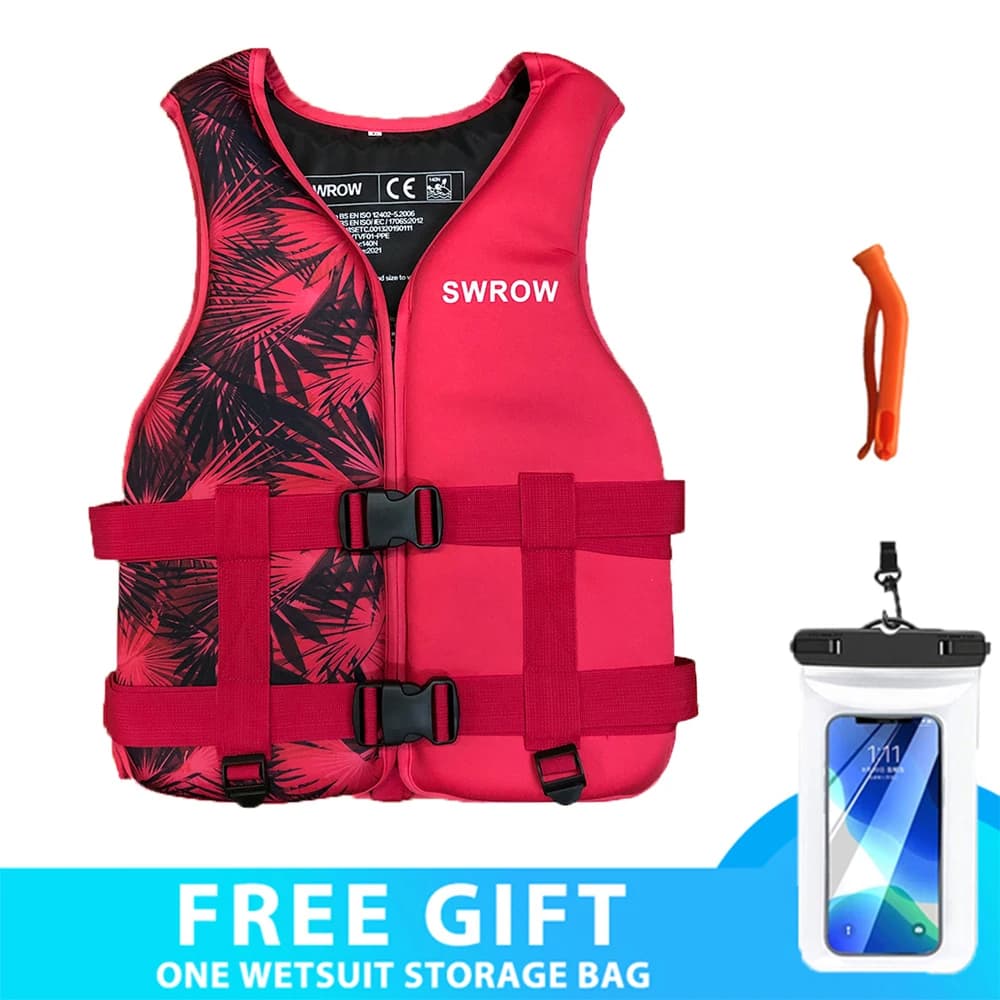 Giubbotto di salvataggio in neoprene Giubbotto di salvataggio per bambini adulti Giubbotto di salvataggio di sicurezza per l'acqua Kayak Canottaggio Nuoto Surf Giubbotto di salvataggio di sicurezza alla deriva