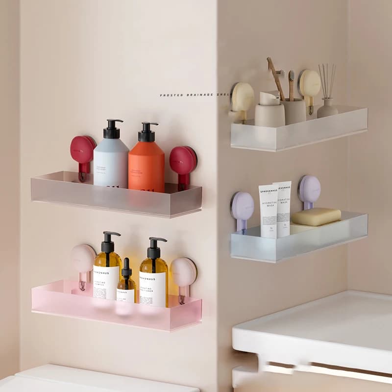 Organizer and bathroom shower holders, shower shelf without drill for indoor shower, suction cup rack for cosmetic box