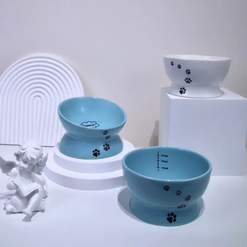 Ciotola in ceramica per cani gatto Bocca inclinata Forniture per animali domestici Ciotola per acqua alimentare