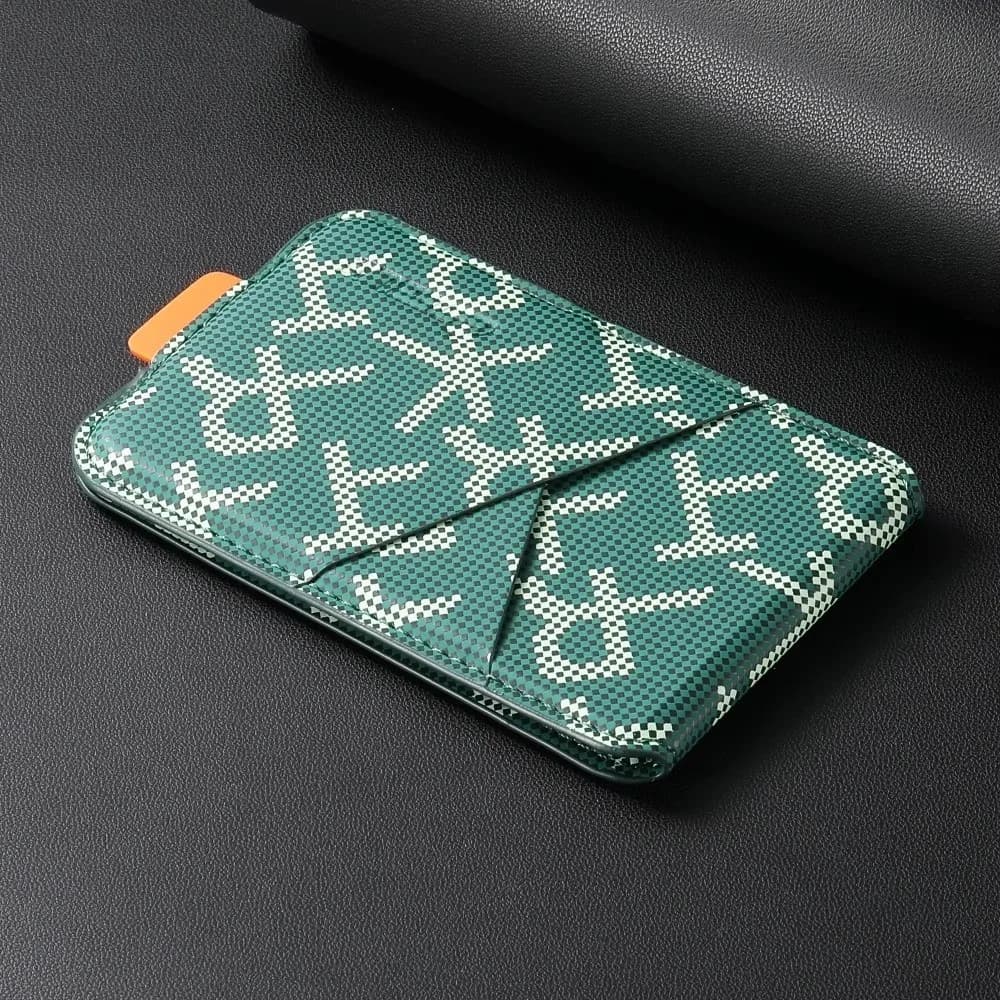 Magnet Card Holder Faux Leather Built-in Stand Magnetic Phone Wallet RFID Anti-Skimming Card Slot Design RFID Blocking Wallet