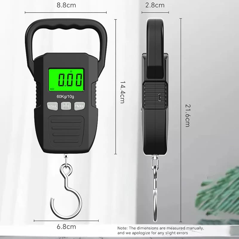 Portable Digital Weight Scale 60kg 10g Electronic Luggage Hanging Scale Battery/USB Charging LCD Fishing Weighing Balance