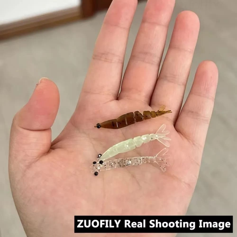 20 pcs/box 4 cm Length Luminous Shrimp Swimbaits Soft Silicone Design Bright Incandescent Fishing Rich Incandescent Effect 0.45g Weight