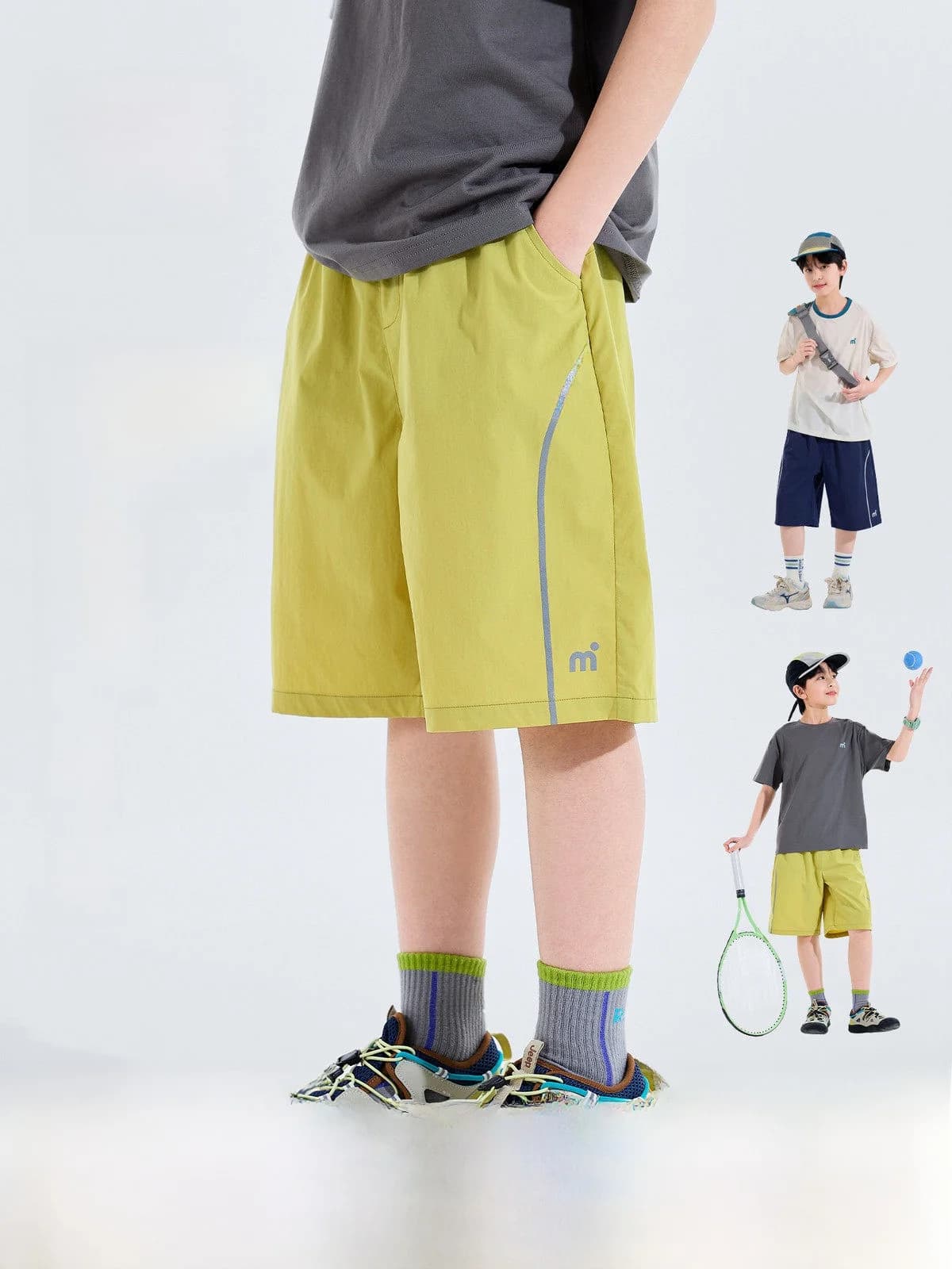 Pantaloncini Sportivi Estivi per Ragazzi, Asciugatura Rapida, Cinque Tasche, Vita Media, in Poliestere, per Bambini e Adolescenti