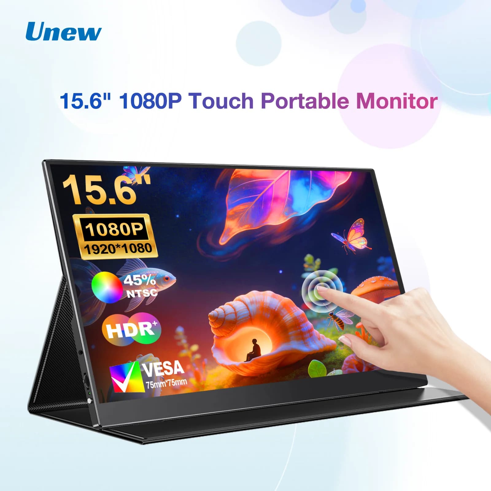 Monitor 15.6 Pollici 1080P FHD IPS Touchscreen Display HDMI Type-C Monitor Esterno con Doppi Altoparlanti
