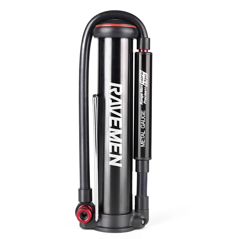 RAVEMEN MP02 Mini 220PSI Pompa da bicicletta Gonfiatore per bici Pompa ad aria ultraleggera Manometro di precisione nascosto portatile Ugello a forma di T