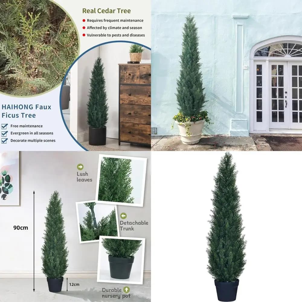 Set of 3 Topiary Bosso Trees - Artificial Plants in Interior and Outdoor Decoration, Garden and Portico