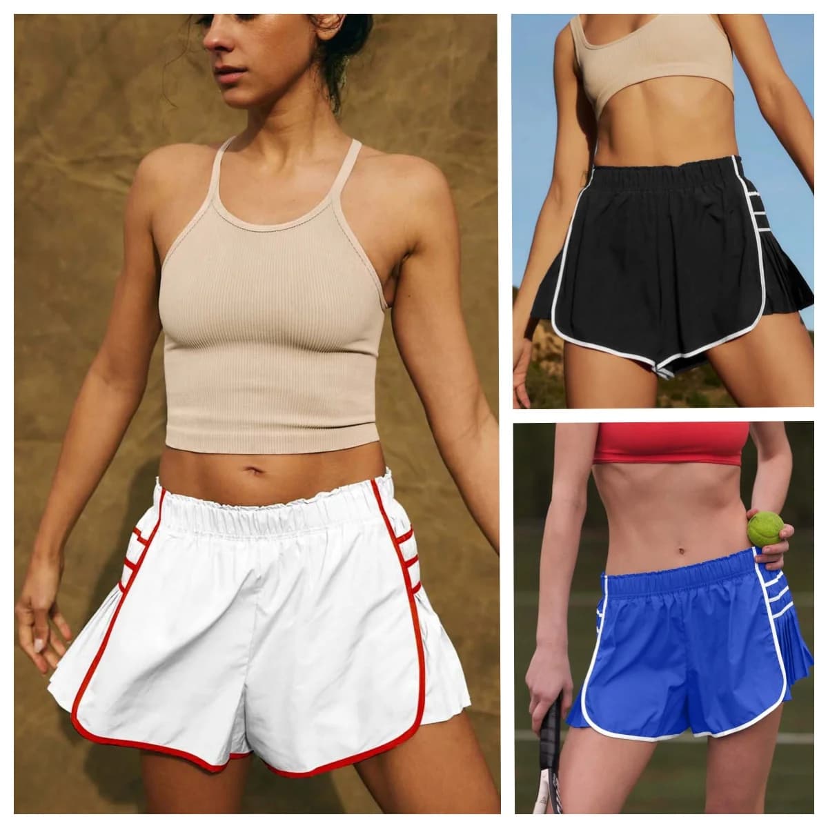 Women's wide and breathable sports shorts Casual fitness shorts Cycling Racing Wearing yoga pants anti-walking Thyin causali