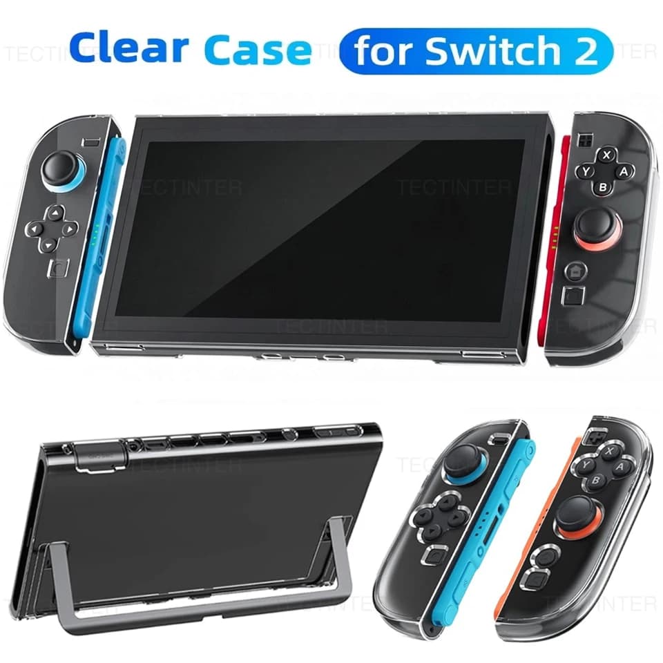 Custodia rigida trasparente in TPU+PC per console di gioco Nintendo Switch 2, cover protettiva completa per accessori Switch 2