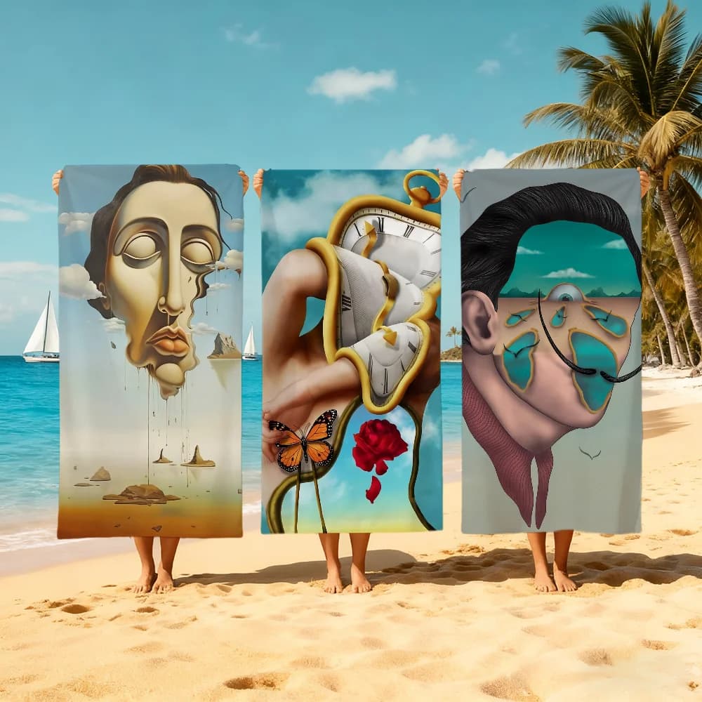 Famoso e bellissimo asciugamano artistico S-salvador dali, asciugamano da spiaggia, morbido e ad asciugatura rapida, regalo per viaggi, palestra, doccia, campeggio, sport