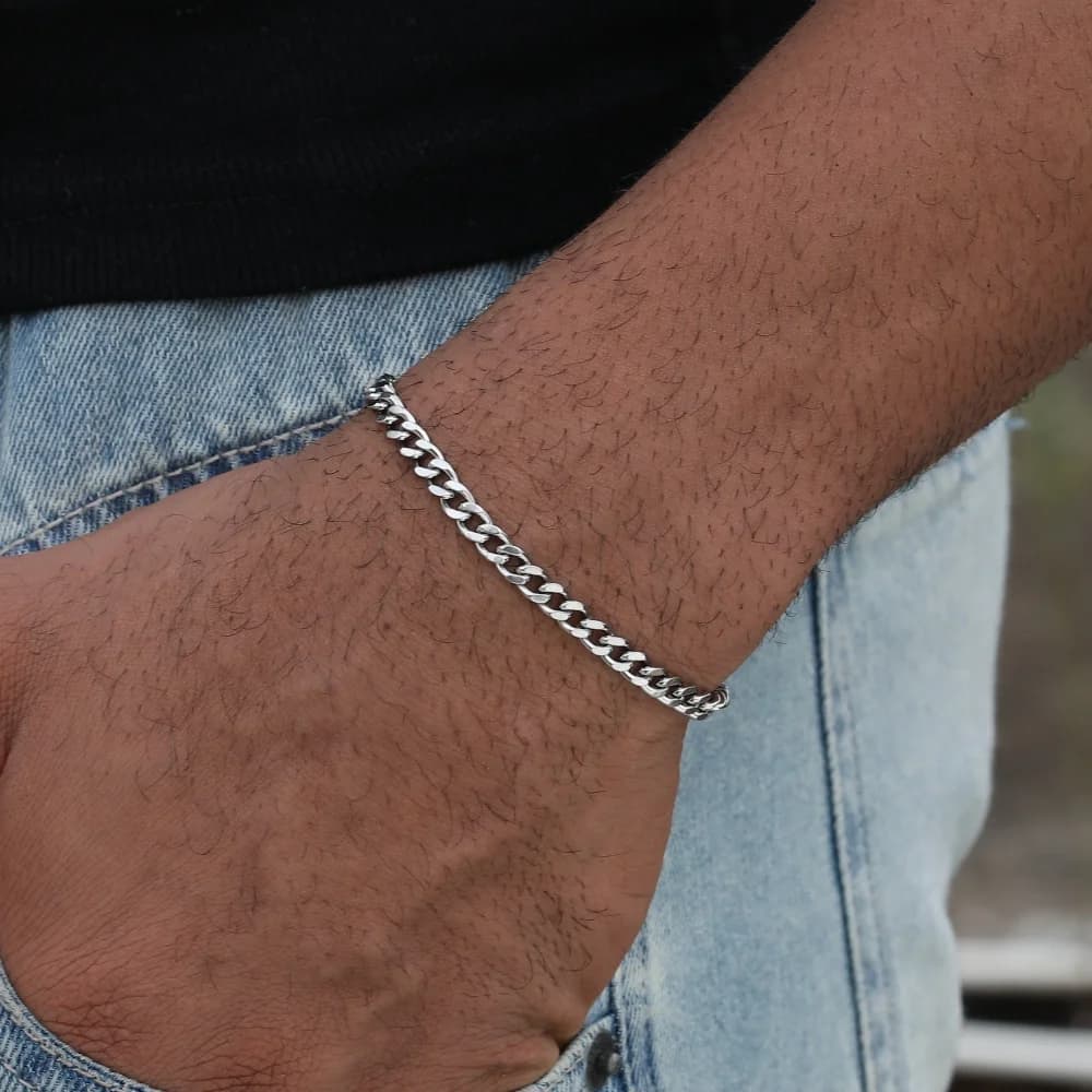5mm Hip Hop Stainless Steel Basics Chain Bracelet Simple Men Cuba Chain Jewelry Fashion Party Accessories