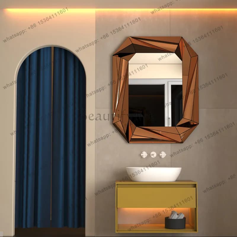 Specchio da bagno da appendere, quadrato, autoadesivo, senza cornice, impermeabile, con angoli arrotondati.