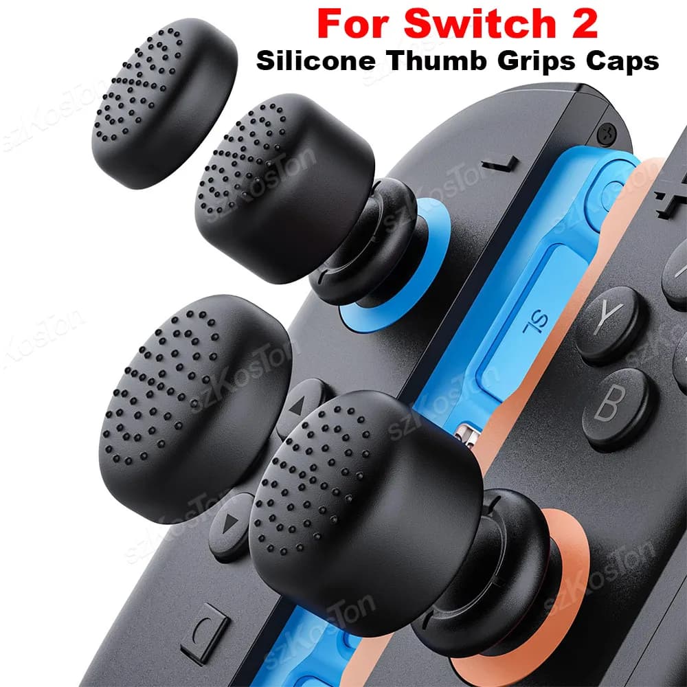 4 pezzi per Switch 2 impugnature per pollice in silicone antiscivolo cappucci copertura per joystick impugnatura di gioco migliorata per accessori da gioco NS Switch2