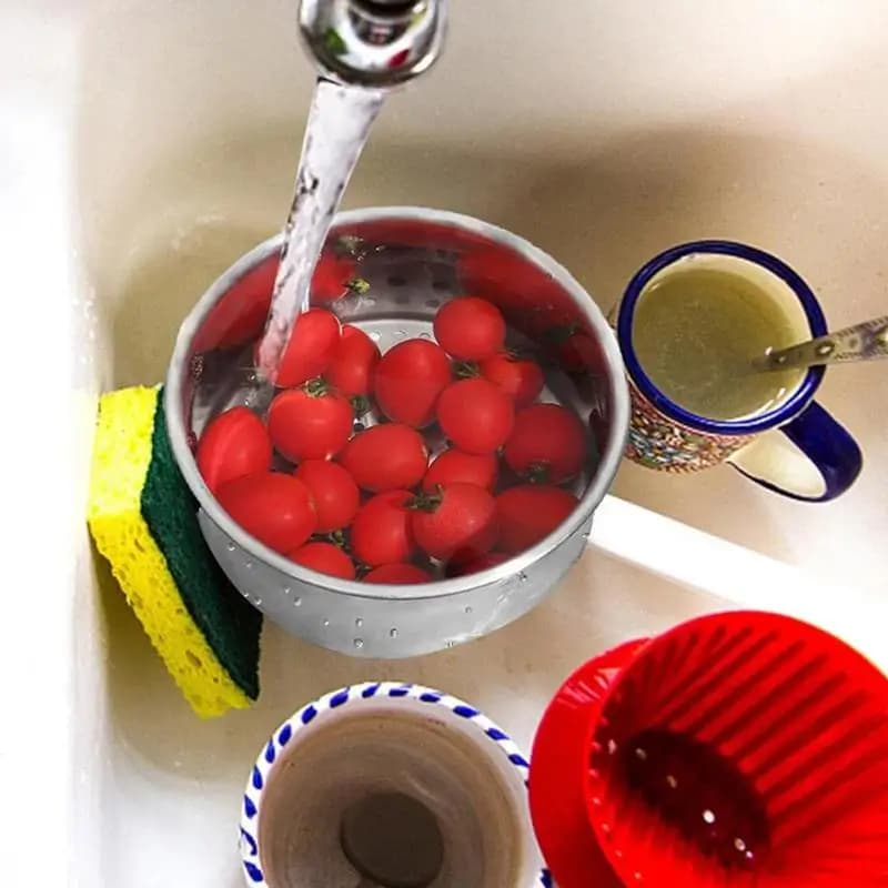 Cigno in acciaio inossidabile lavello da cucina cestello di scarico per alimenti rubinetto filtro per lavaggio frutta lavello da cucina multifunzionale scolapiatti