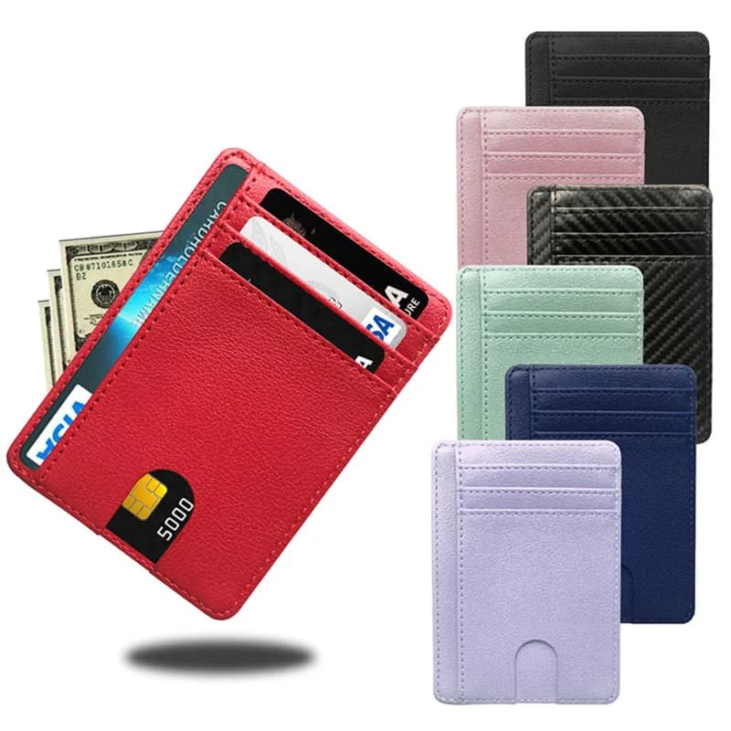 Portafoglio Sottile in Pelle con 8 Scomparti e Protezione RFID, Porta Carte di Credito e Documenti, Custodia Antifurto per Uomo e Donna, Borse alla Moda
