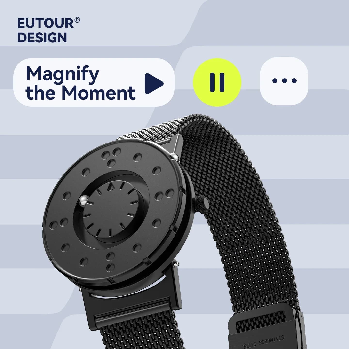 EUTOUR 2025 New Arrival Magnetic Watch Men Digital Black Silver Gray White Quartz Wristwatch