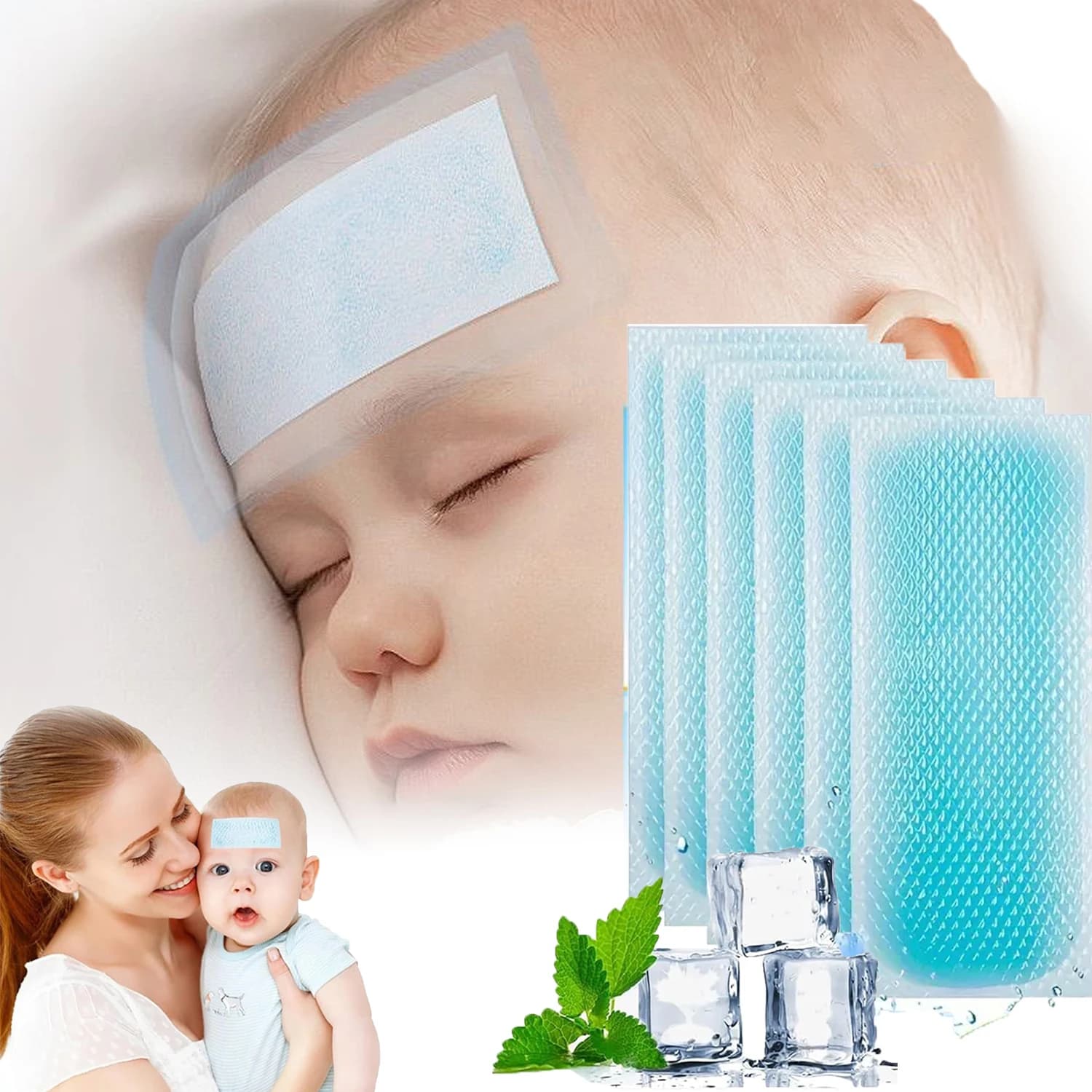 10/20 Pezzi Patch Gel Rinfrescante Monouso Antipiretico, Adesivo Rinfrescante per Febbre, Dissipazione del Calore, Freschezza Duratura, Kit Pronto Soccorso