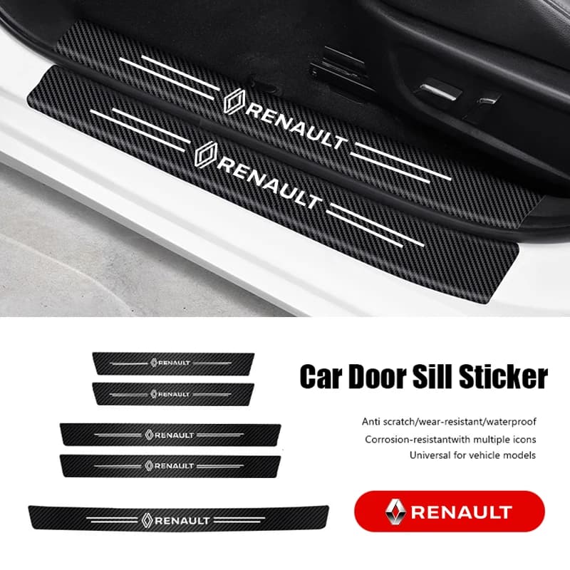 5 adesivi decorativi antigraffio per soglia portiera auto in fibra di carbonio per Renault ZOE QM6 Austral Kardian Rafale Kangoo Arkana Clio