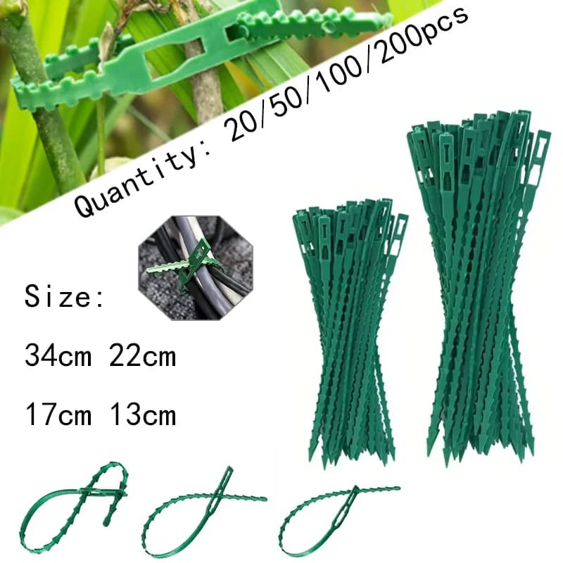 Fascette per cavi riutilizzabili per piante in plastica regolabili da 13-34 cm per supporto per arrampicata sugli alberi da giardino Clip per steli di pomodoro per piante di vite
