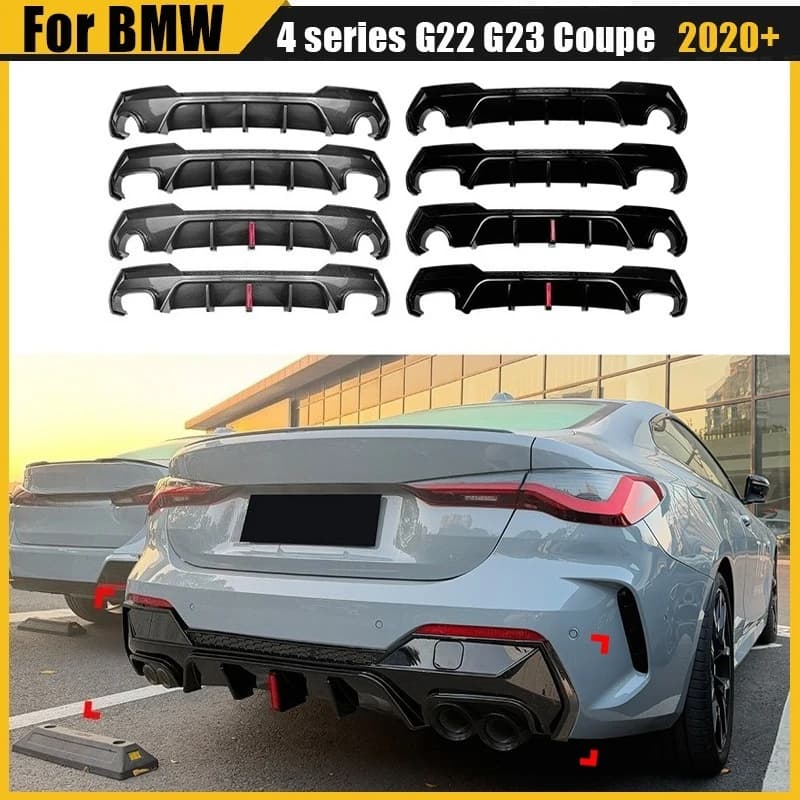 Diffusore paraurti posteriore con LED per BMW Serie 4 G22 G23 Coupé M Sport 2020+ Kit carrozzeria Accessori tuning esterni