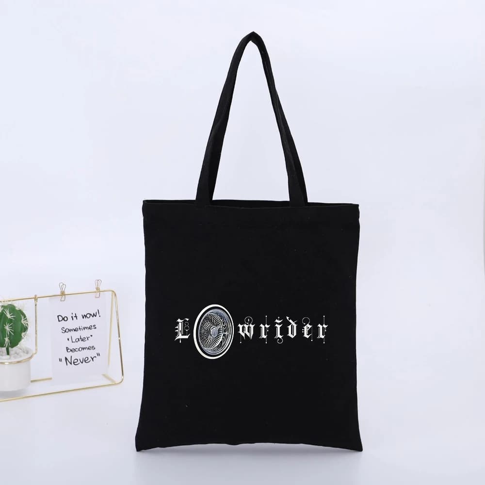 Typography and Abstract Graphic Canvas Tote Bag, Urban Street Style for Daily Shopping
