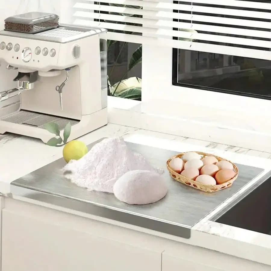 1 Pack Stainless Steel Heavy Duty Cutting Board 3 Sizes Available for Baking Kneading Dough Meat Vegetable Slicing Easy Clean Countertop Protector Kitchen Tool