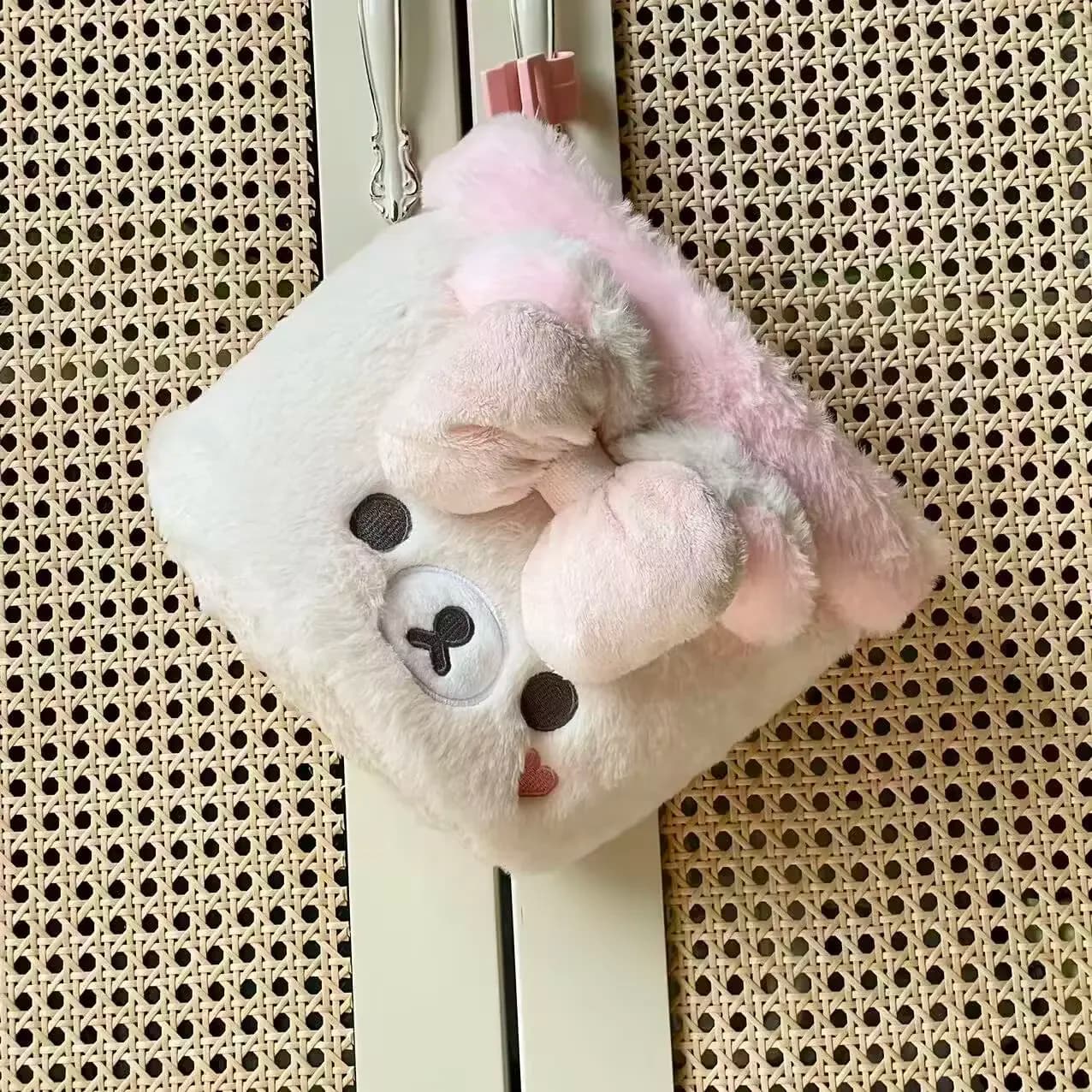 Dorm Room Storage Rilakkuma Hanging Bag Cute Korilakkuma Plush Organizer Soft Kawaii Caddy for Desk Cosmetics Storage Girl