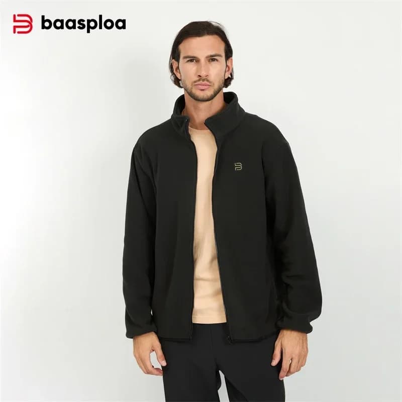 Baasploa New Men's Jacket for Climbing and Trekking, Waterproof 3-in-1 with Hood, Casual Maschile Jacket with Pile Lining, Windproof