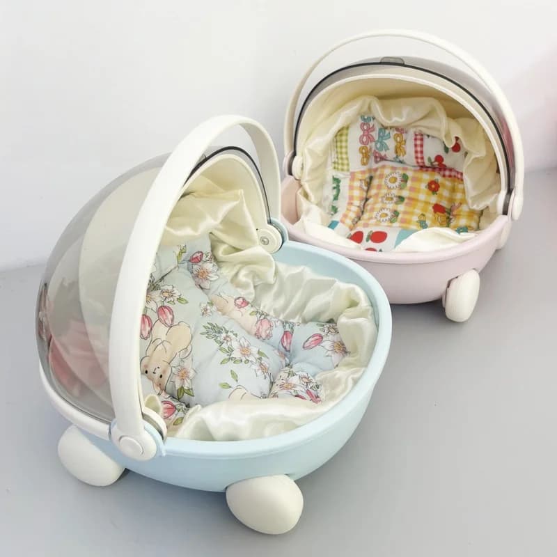 1/2pc Letto per bambole Passeggino Scatola di immagazzinaggio con tappetino per bambola Modulo spaziale Doll Sleep Culla Carrello Letto per bambole Accessori per mobili