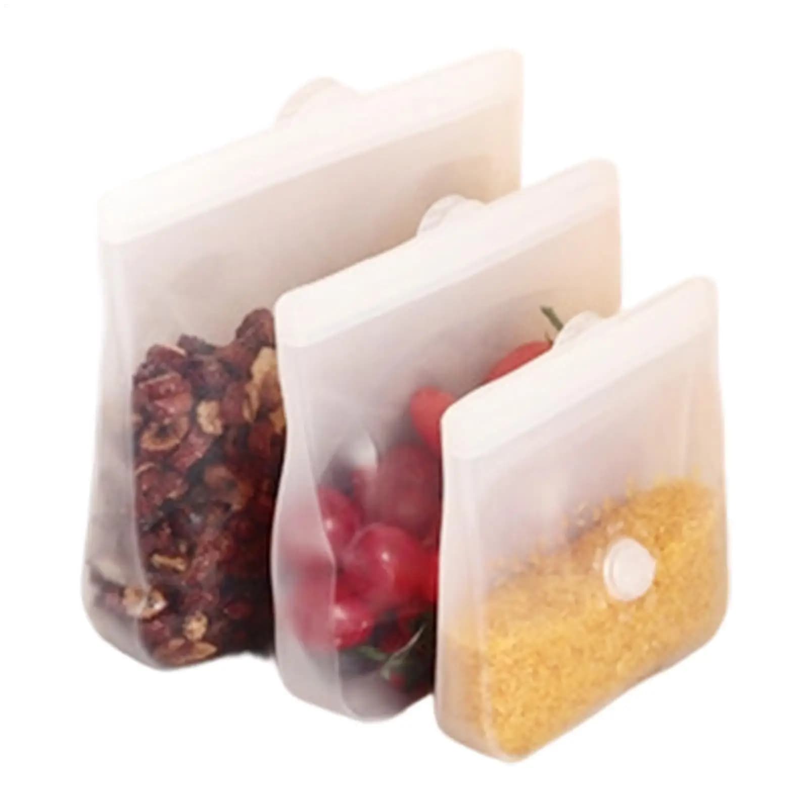 Sacchetti per alimenti riutilizzabili, 3 pezzi, contenitore per snack in silicone, lavabile in lavastoviglie, per la preparazione dei pasti, pranzo, viaggi, frigorifero, carne, formaggio