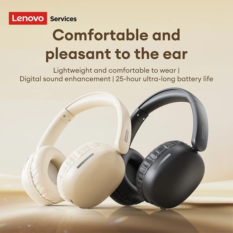 Lenovo LS106 Wireless over-ear headphones for gaming and music, Bluetooth 6.0 HD earphones for calls, lightweight with ENC noise reduction
