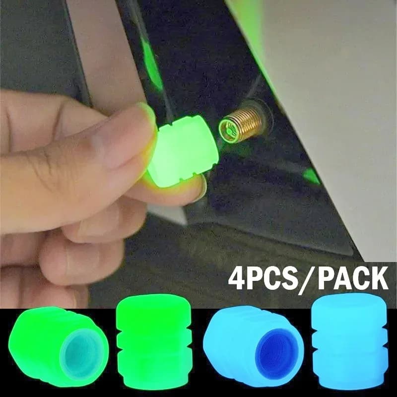 4 pezzi Tappi valvole luminosi Fluorescente Notte incandescente Auto Moto Bicicletta Ruota della bici Mozzo del pneumatico Tappi stelo valvola luminosi Decori