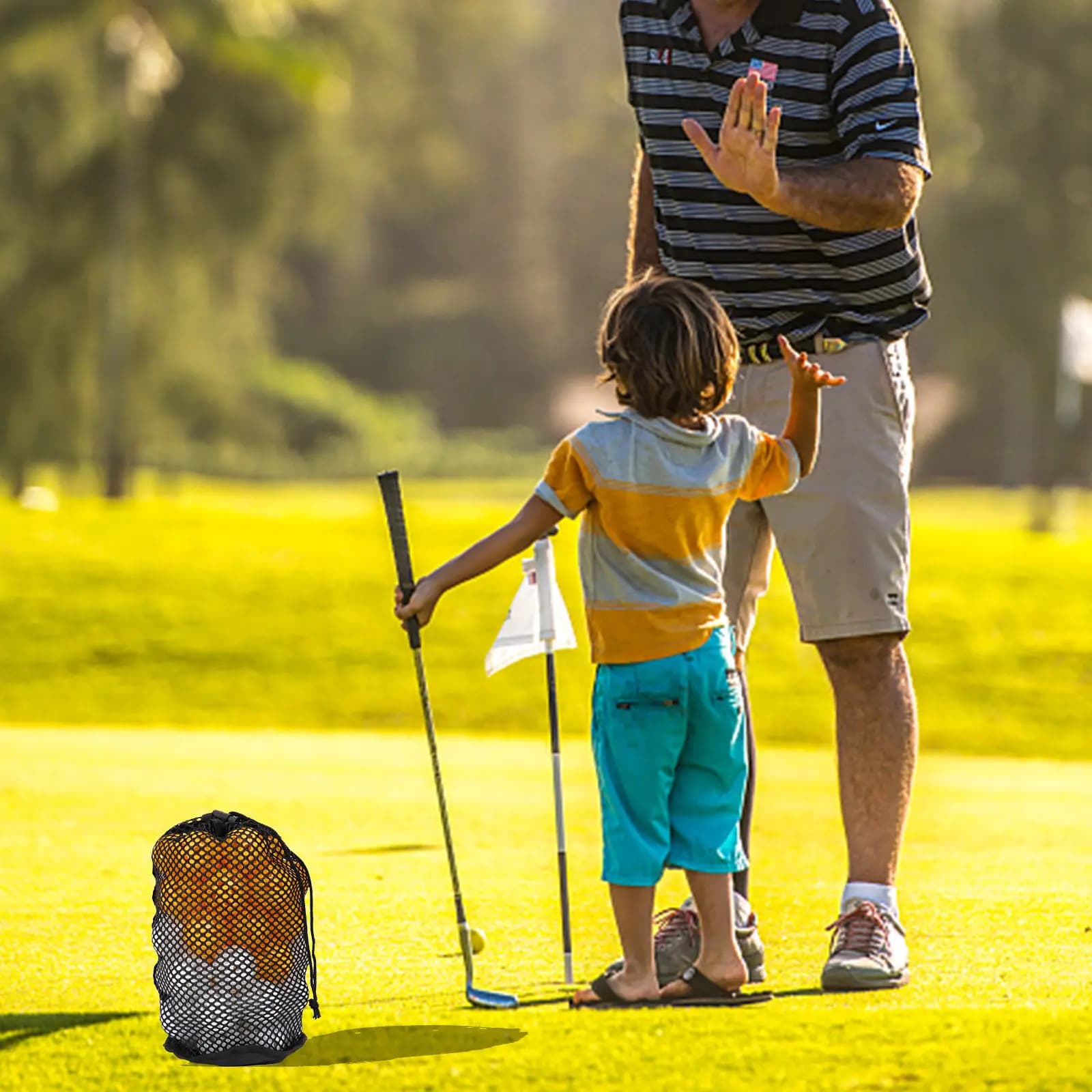 Borsa Porta Palline da Golf in Rete di Nylon Premium, Riutilizzabile ed Ecologica, Organizzatore con Cordoncino per Palline da Tennis, Baseball e Sport all'Aperto