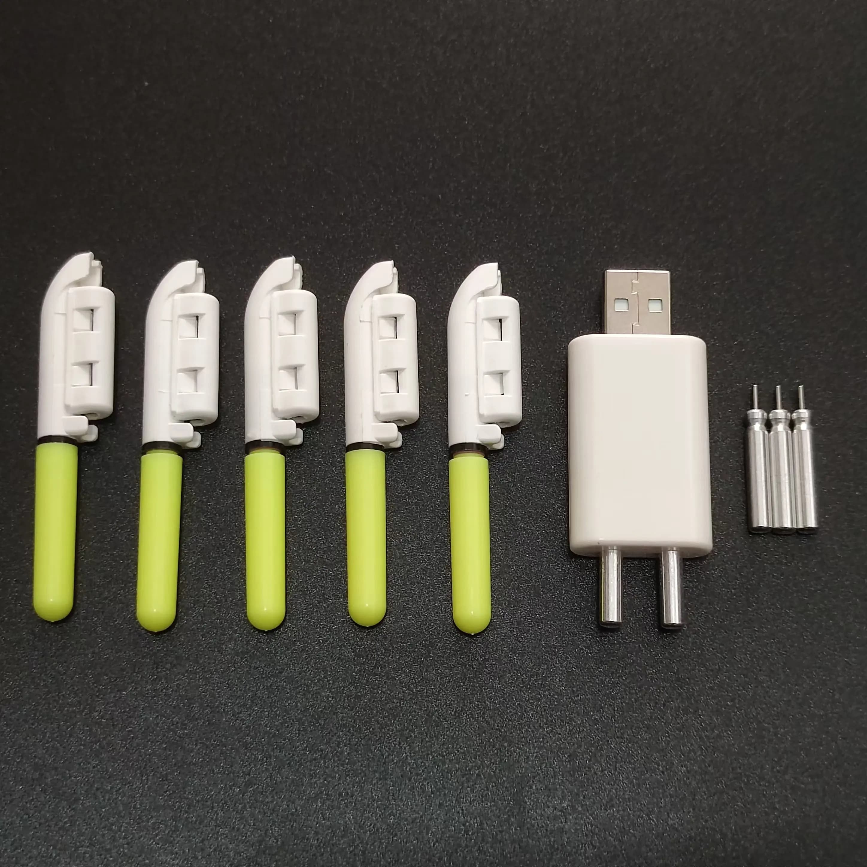 5 pcs/lot Electronic Light Stick With 5 Rechargeable battery cr322 cr425 Clip on Fishing Rod Waterproof Lamp Night Fishing J525