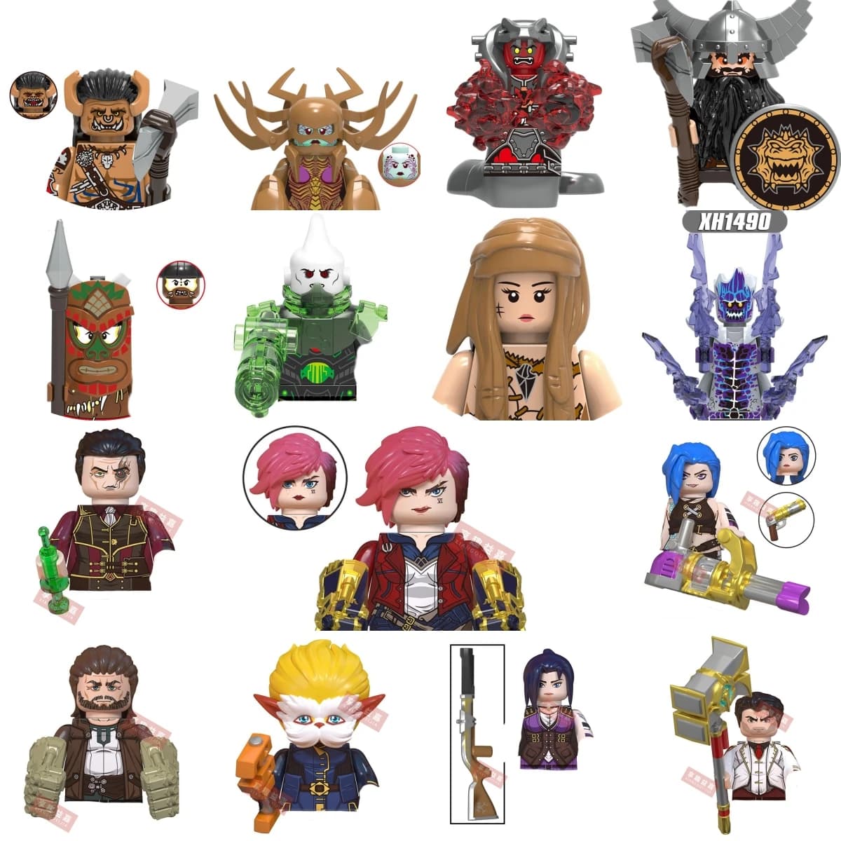 NEW QD0001-0008 Arcane Game Characters Building Blocks Animation Cartoon Action Fig Accessories Decorative Model Bricks Kid Toys