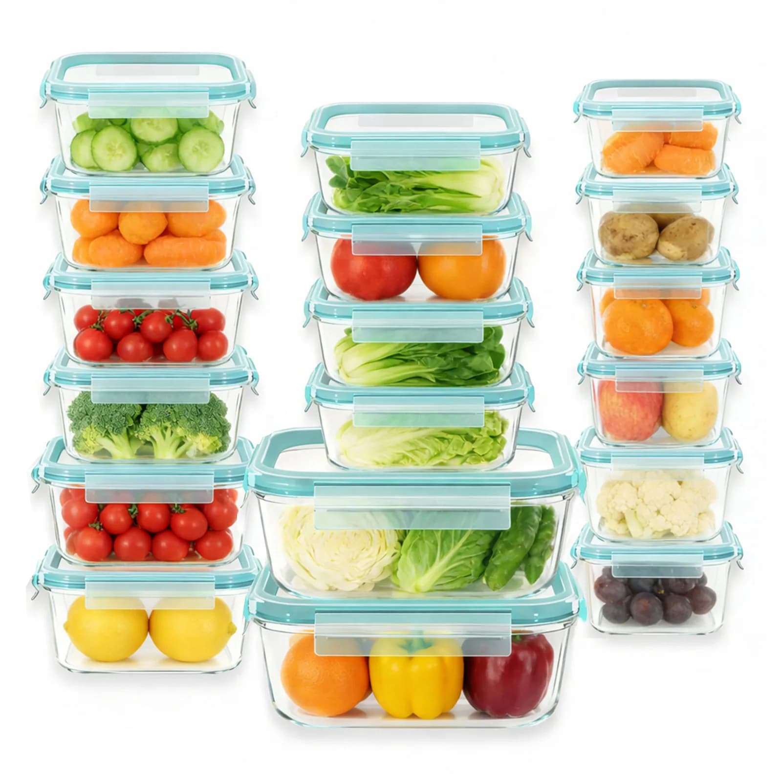Confezione da 18, contenitori in vetro da 27 oz per la preparazione dei pasti, contenitori in vetro per la conservazione degli alimenti, contenitori ermetici per il pranzo con coperchi, adatti a microonde e forno