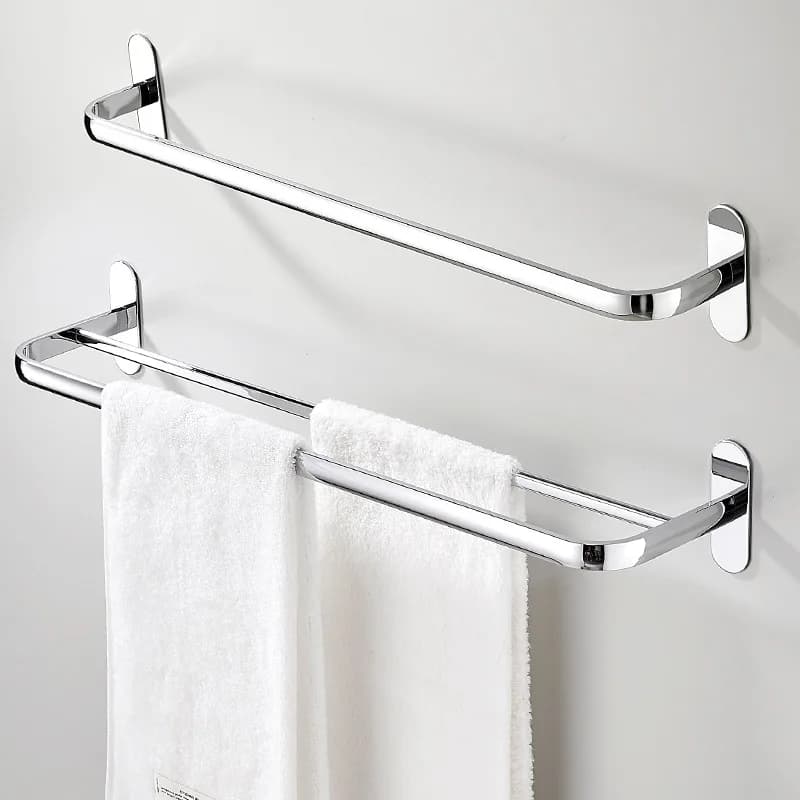 Stainless Steel Towel Rack – No-Drill Wall Mount Single/Double Bar Holder for Bathroom, Rustproof