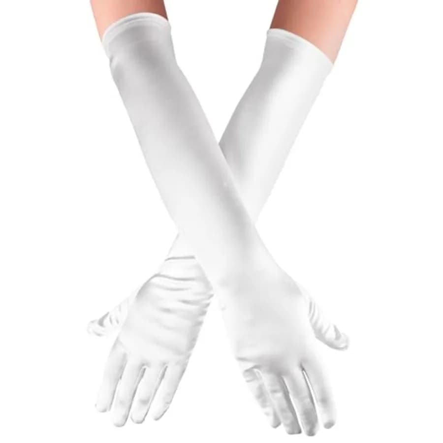 Kangaroo Long Opera Gloves for Women - Pair Satin Tea Party Gloves - Formal 920s Dress Compatiable Accessory