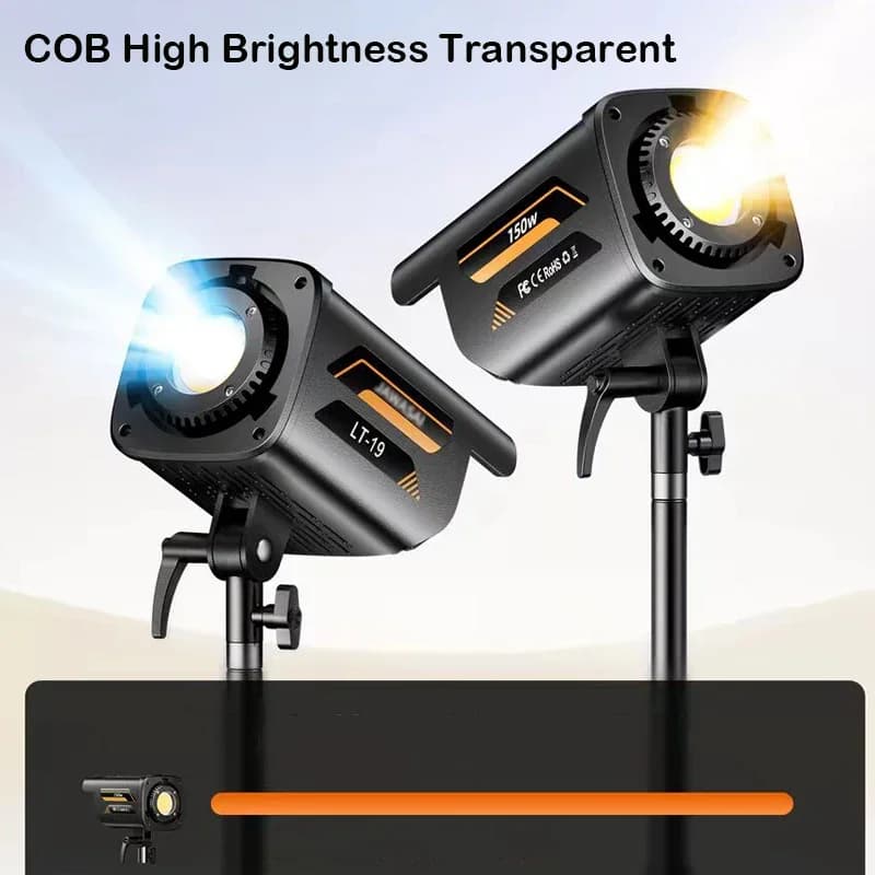 Kit Studio Video Bowens 150W 220V, Illuminazione Fotografica Dimmerabile, Lampada LED Solare con Treppiede, Flash da Studio 3200-6500K 3 Colori