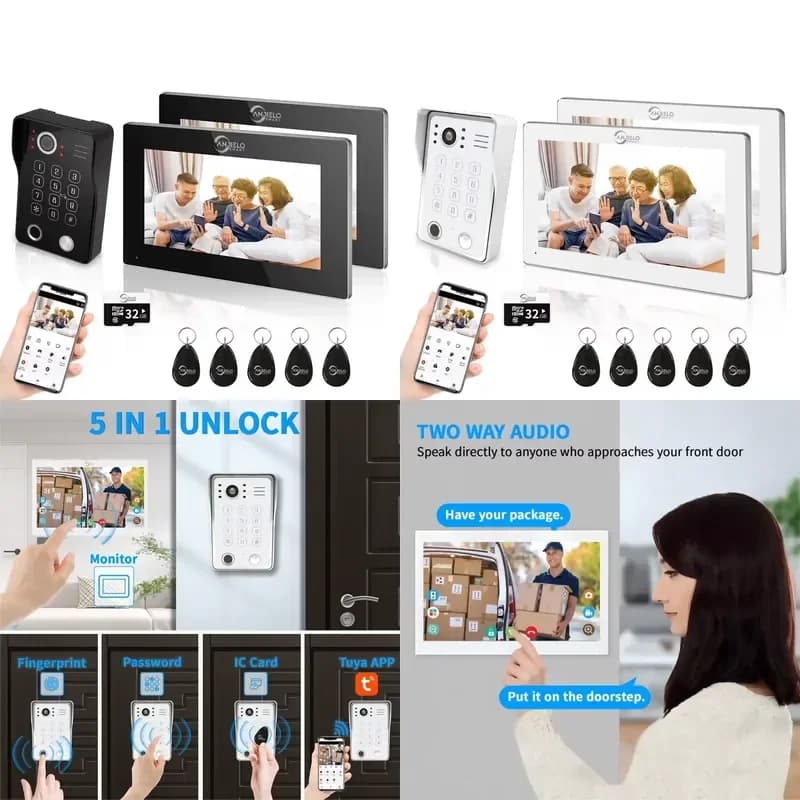 7 Inch Smart WiFI Video Door Phone Doorbell Camera with RFID Card Unlock Fingerprint and Password Unlock System