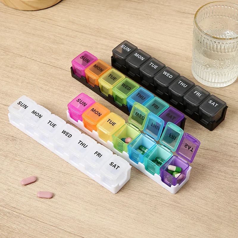 Portapillole Settimanale 7 Giorni con Scomparti Rimovibili in Plastica, Mini Organizzatore Portatile Impermeabile per Medicinali da Viaggio per Uso Quotidiano