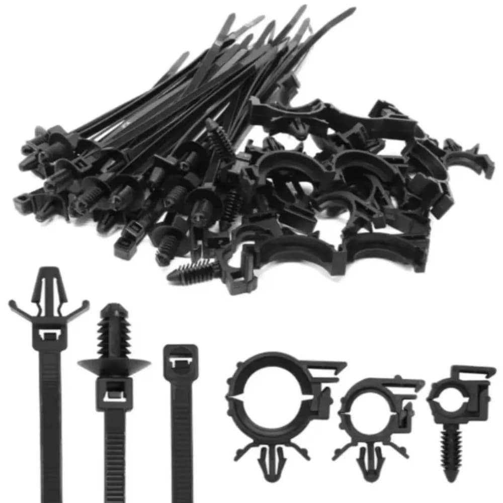 45Pcs Push Mount Cable Zip Tie Self Locking Universal Universal Car Cable Clips Push Mount