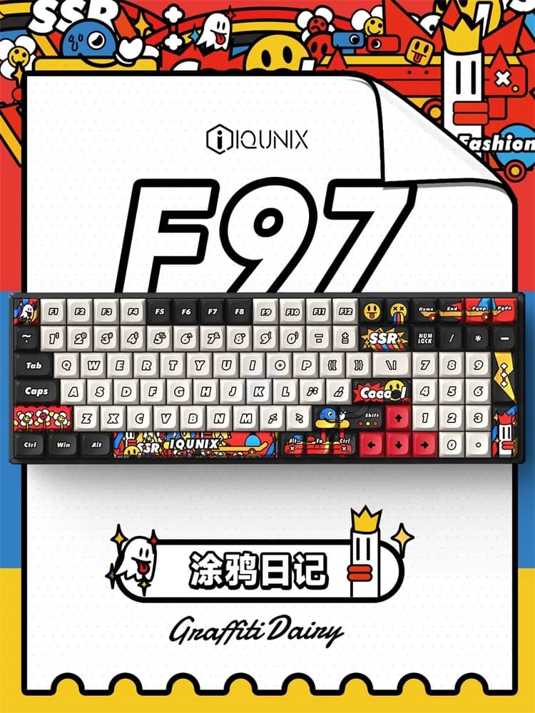 IQUNIX F97 Graffiti Diary wireless Mechanical Keyboard Rgb Backlit Three Mode Hot Swap 97 Keys