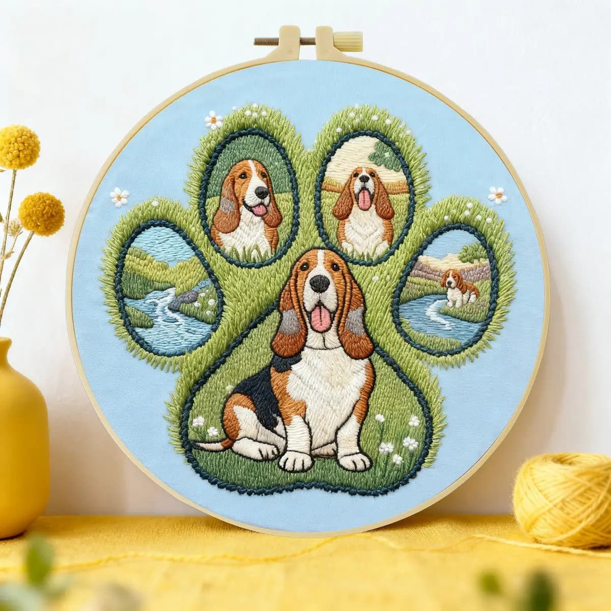 1pc 20X20CM/15X15CM 7.87/6.3inch The imprint of a dog Embroidery Starter Kit DIY kit DIY embroidery kit manualidades Home Decor